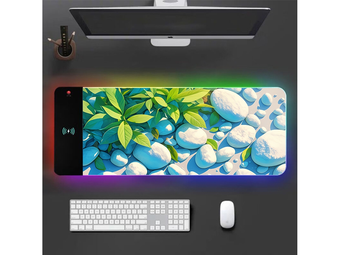 Alfombrilla Para Ratón Gaming Con Luz Led Rgb, Carga Inalámbrica De 15 W, Alfombrilla De Escritorio De 800x300x3 Mm Con 17 Modos De Iluminación Digitallab