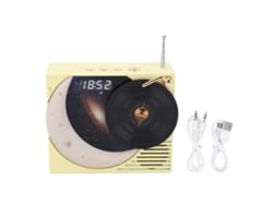 Altavoz Bluetooth Retro Con Pantalla De Reloj, Luz Ambiental, Sonido De 360° Y Radio - Amarillo