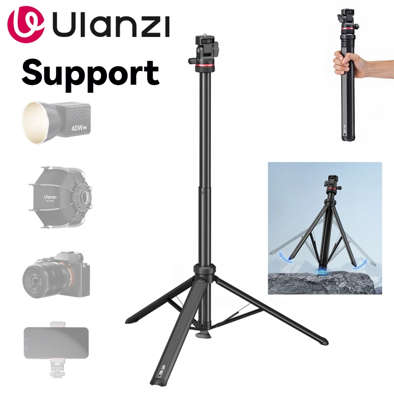 Trípode ligero y plegable MT-80 de 2 m, ajustable y ligero, para teléfonos móviles Xiaomi/Vivo, luz de relleno COB de 40 W y DSLR.