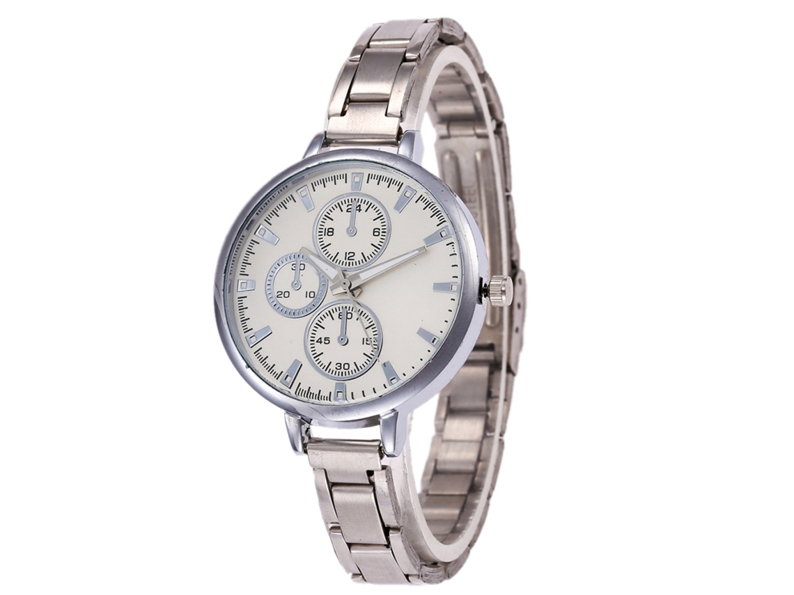 Reloj De Pulsera De Aleación Con Dial Redondo Analógico Cuarzo Para Mujer Y Hombre (plata)