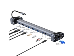 Estación de acoplamiento Bestvite 10 en 1 USB Aux HD VGA USB C 3.0 compatible con HD para Macbook Huawei Gris