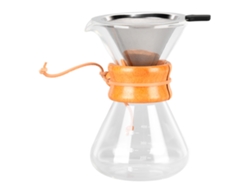 Jarra de café de vidrio con filtro de acero inoxidable, diseño sencillo, resistente al calor, 400 ml