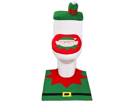Conjunto de Adornos de Navidad ZMDECQNA Juego Fundas Asiento Inodoro Baño Alfombra Antideslizante - 3un (31x26x2cm)