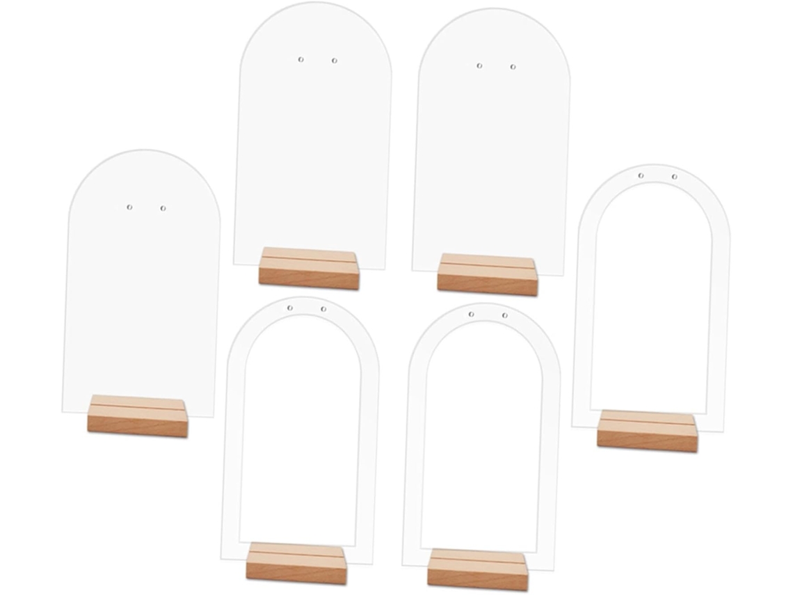 Expositor Pendientes Estable 6 Piezas Fabricado Madera Acrílico Ideal Joyerías Exposiciones Perfecto Colgantes
