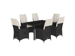 Maison Exclusive - Set De Comedor De Jardín 7 Pzas Y Cojines Ratán Sintético Negro
