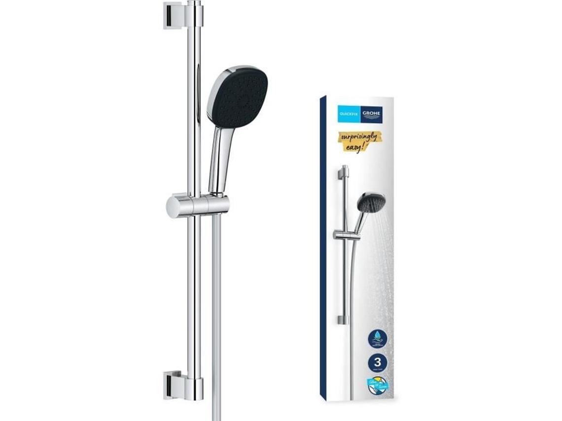 Conjunto de ducha Grohe Vitalio Comfort 110 con cabezal de ducha de 3 chorros, barra y flexo 26096001 Fácil selección Ahorro de agua
