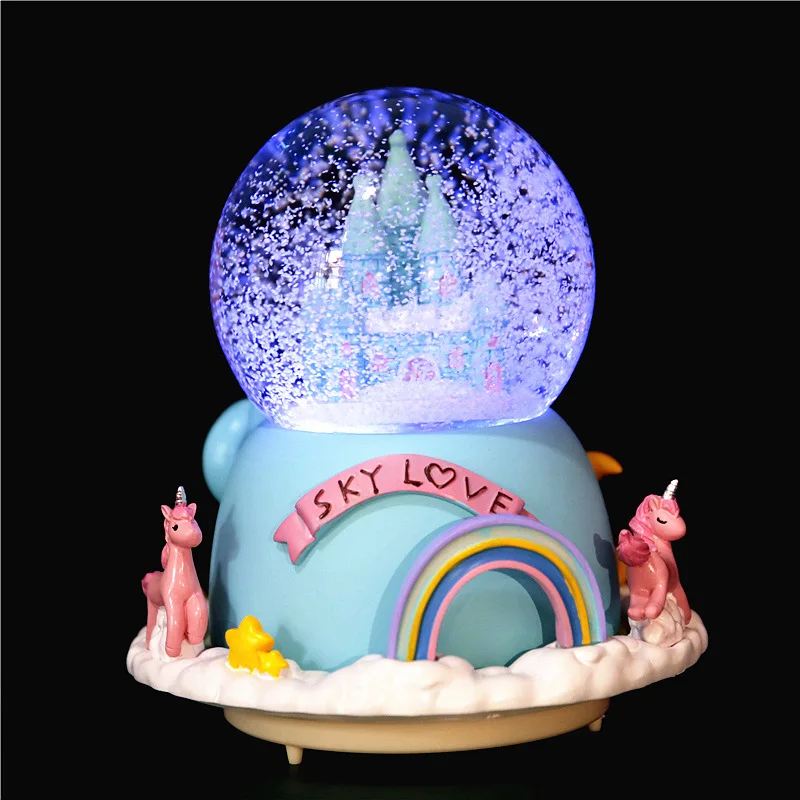 (estilo 1) Bola De Cristal De Castillo, Copo De Nieve, Luz Flotante, Altavoz, Decoración Para Habitación De Niña