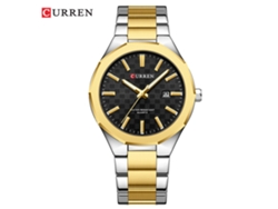 Relógio De Pulso Masculino De Quartzo Para Negócios (preto E Dourado), Relógio Redondo À Prova D'água, Relógio Com Calendário