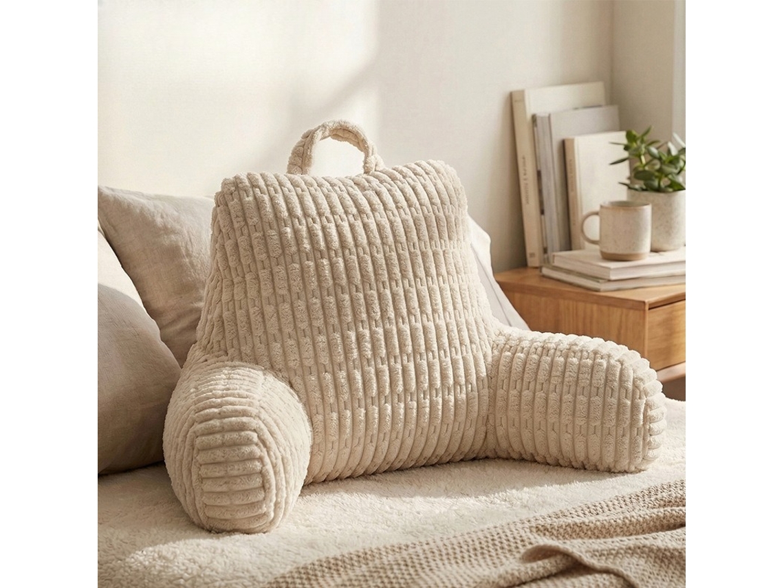 Almohada De Lectura Portátil Con Brazos, Suave Y Cómoda, 60x40x40cm,beige Gertiz