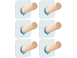 Ganchos Adhesivos Madera Pared 6 Unidades Diseño Especial Extralargo Dejar Marcas Puertas Azulejos Sujetan
