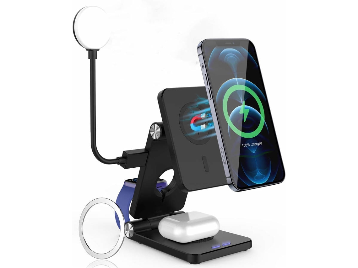 Cargador Sem Magsafe Indução Led Dobrável para iPhone 12 Pro/12 YIZHOOD Negro