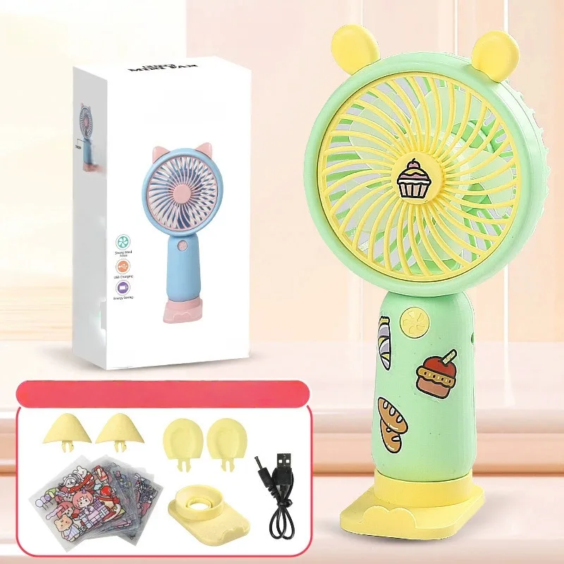 Ventilador De Mano (verde Claro), Mini Ventilador Portátil Recargable De Tres Velocidades, Interfaz Usb.