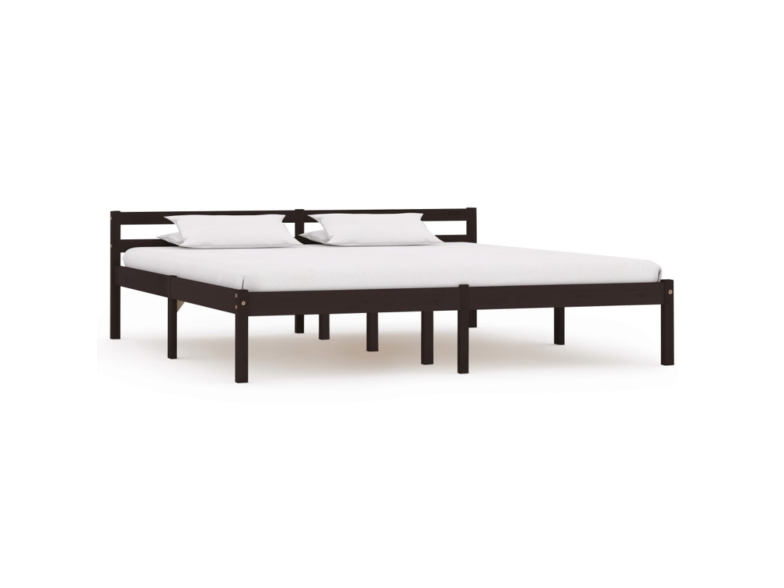 Estructura Cama Sin Colchón Madera Pino Marrón Oscuro 160x200cm