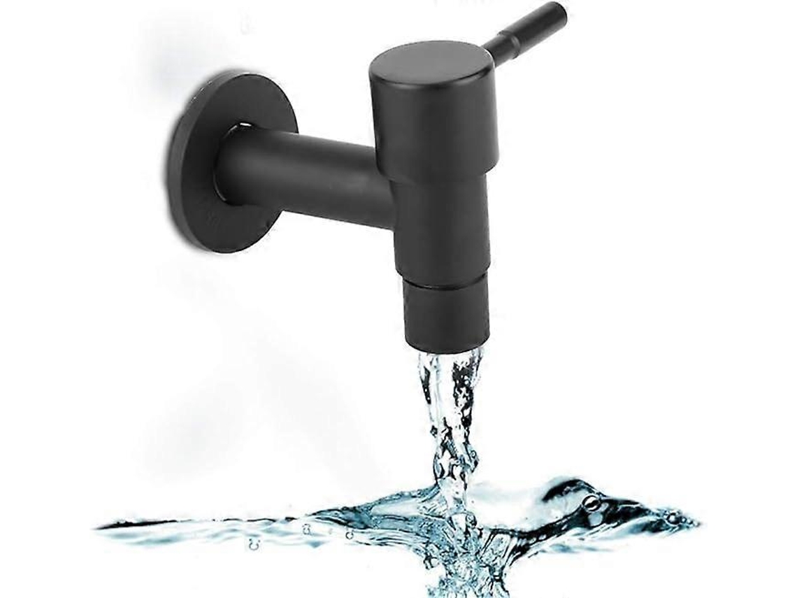 Grifo De Acero Inoxidable Negro Frío Individual Para Cubo De Mop Lavadora Balcón Pared 8.5*6.5cm