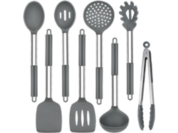 Conjunto de Utensílios de Cozinha Conjunto de Panelas de Silicone Antiaderente de Aço Inoxidável de 8 Peças Cinza GERTIZ