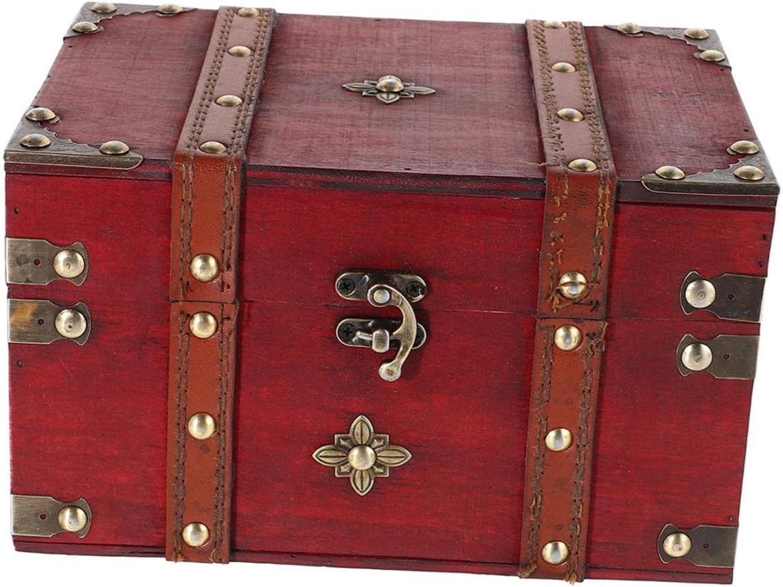 Caja De Almacenamiento De Madera Con Cerradura, Cofre Decorativo Retro Para Organizar La Oficina.