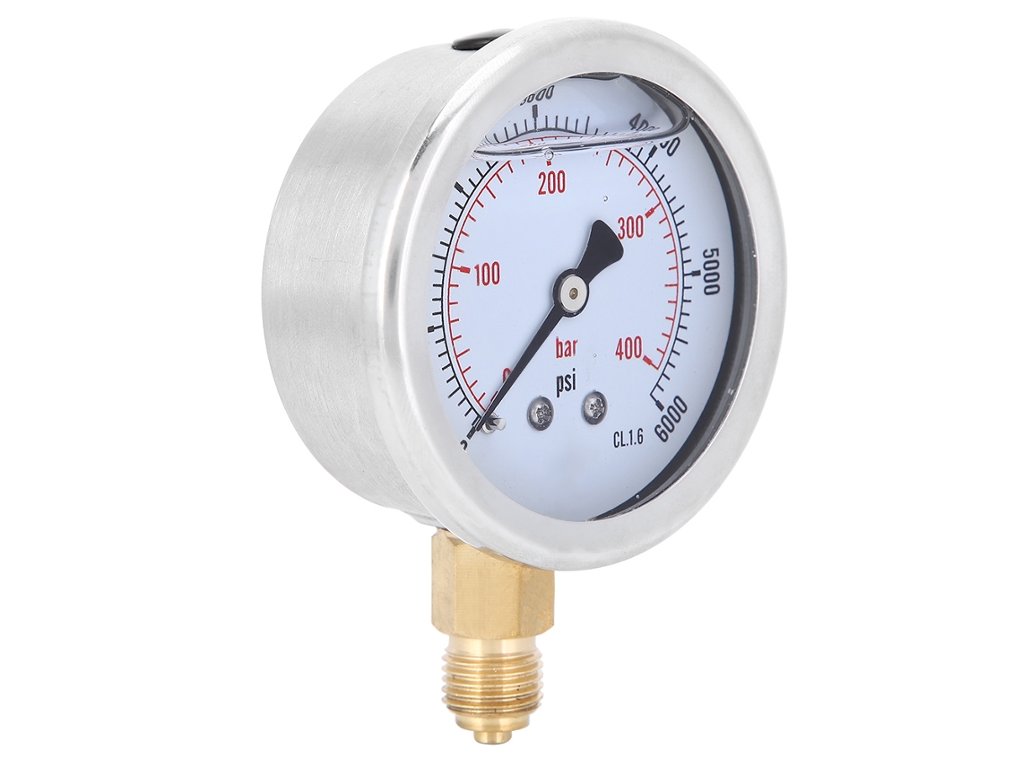 Manómetro De Presión De Aceite Radial 0-400 Bar 1/4 Bsp De Acero Inoxidable Para Maquinaria