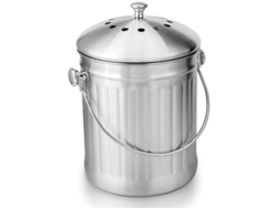 JILLIOPER Cubo de Compostaje Inodoro en Acero Inoxidable para Cocina - 5 Litros con Filtros de Carbón Activado