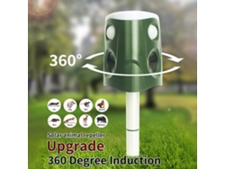 Repelente Ultrasónico Solar Para Mascotas De Uso Exterior Con Sensor Pir De 360°, Clasificación Ip66, Luz Led Y Múltiples Modos.