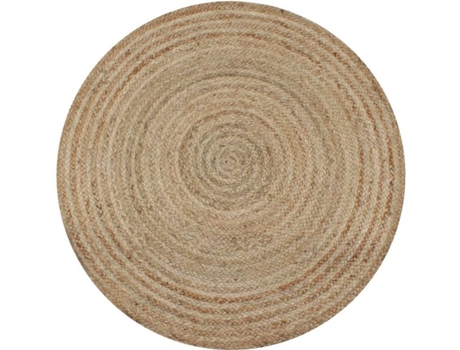 Alfombra Vidaxl Trenzado beige yute 9 cm redonda 90cm decoración casa 90