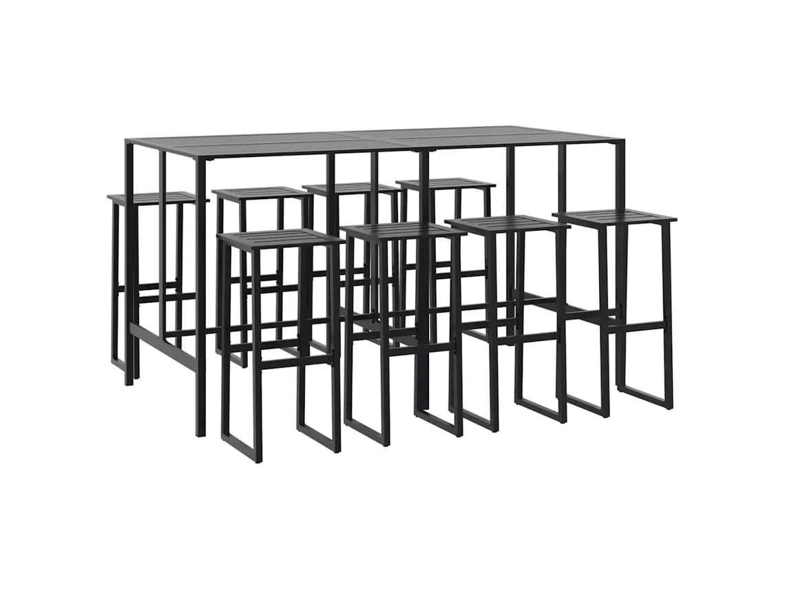 Maison Exclusive - Juego De Mesa Alta Y Taburetes De Jardín 9 Piezas Acero Negro