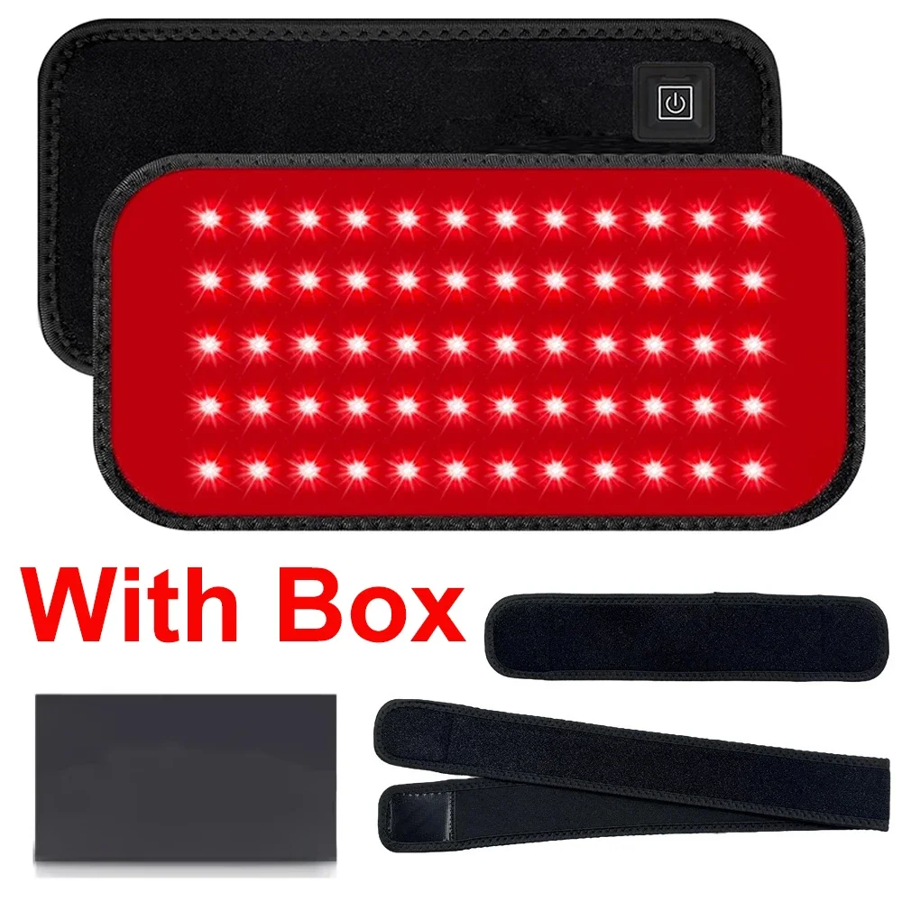 Cinturón de terapia de luz LED roja (negro) para alivio del dolor, con electrodos de luz roja e infrarroja (660 nm/850 nm).