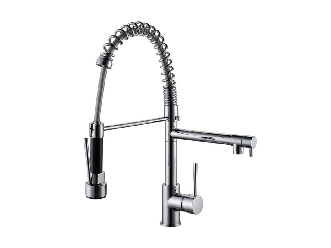 Grifo de Cocina Monomando Industrial con Ducha Extensible y Caño Lateral de Lavado – (E34FM7C)