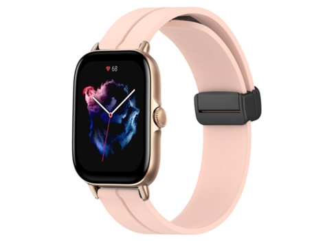 Correa de reloj inteligente para Amazfit 3 22 mm Correa de reloj de silicona con cierre magnético de color sólido (rosa)