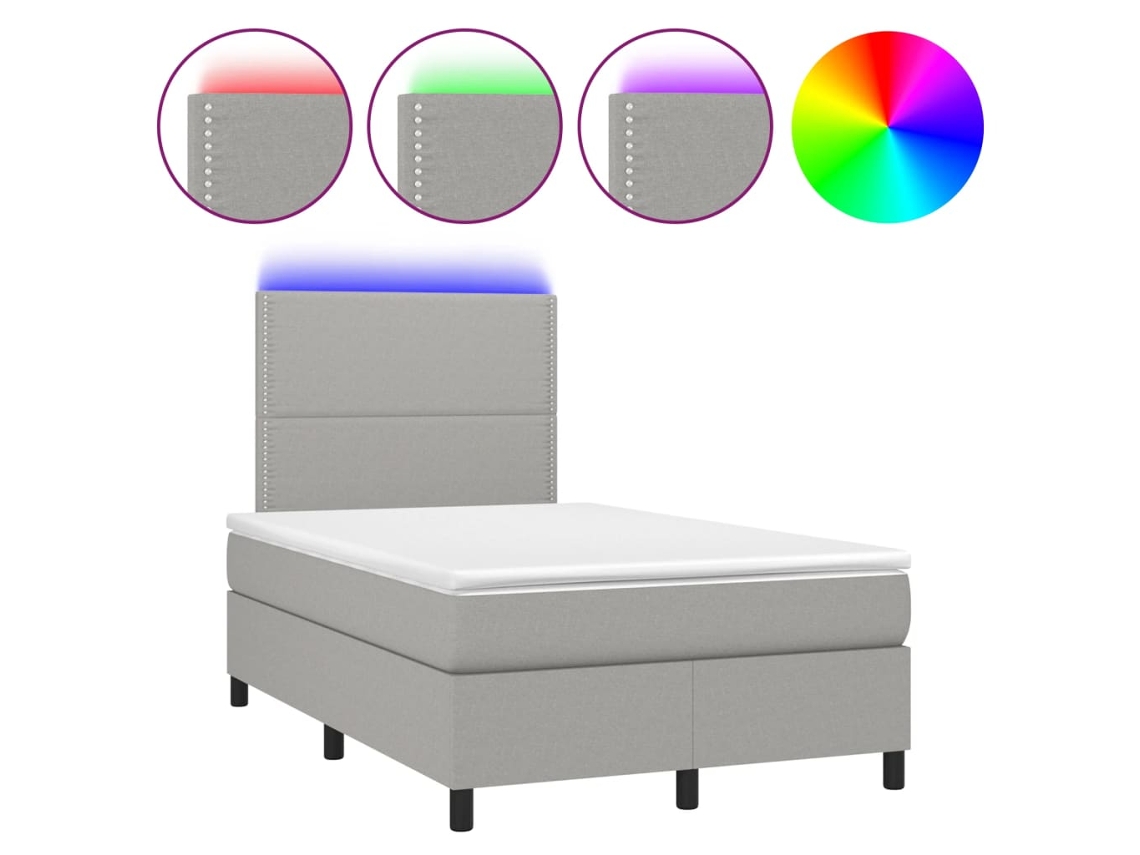 Maison Exclusive - Cama Box Spring Con Colchón Y Led Tela Gris Claro 120x190 Cm