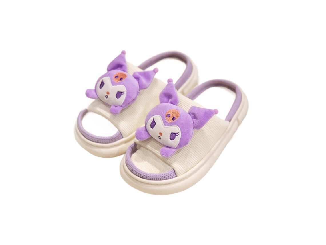 Pantuflas de lino para interiores con suela antideslizante, estilo lindo anime de ojos grises CHABERLU (para hombre)