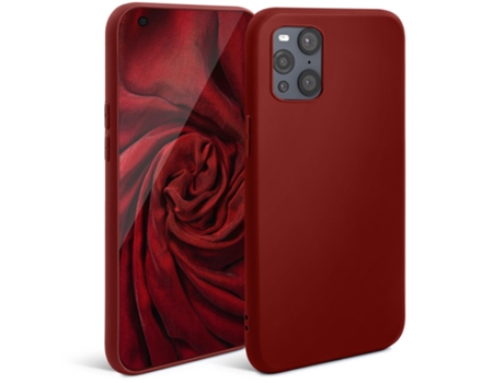 Funda Minimalist Series Acabamento Fosco Leve Protetora para Oppo Oppo Find X3 Pro MOOZY Silicona Textura Suave Rojo