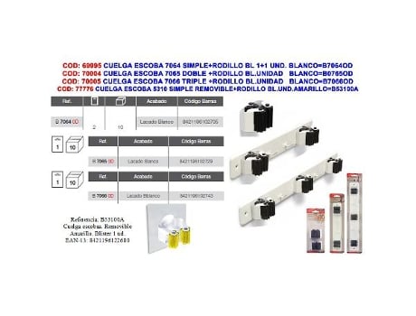 Brinox cuelga escoba simple rodillo amarillo (blister 1 ud) 5310