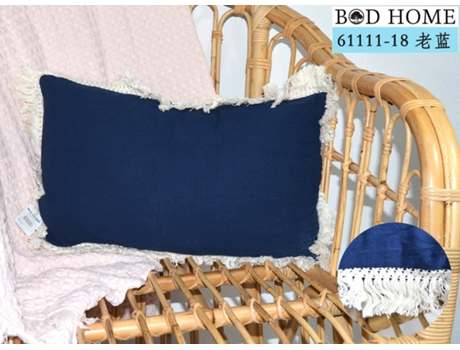 Almofada Com Franjas Totalmente Embrulhada Azul 30*50 Cm BOD HOME
