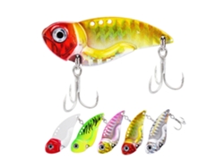 Lure (long Cast Doudou Vib) Isca Dura De Metal Completo Com Anzóis De Canal Sangrento, Pacote De Cinco