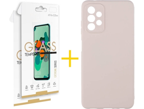 Kit Funda + Protector de Pantalla Samsung A32 5G SKYHE Cristal Templado 4898 Rosa