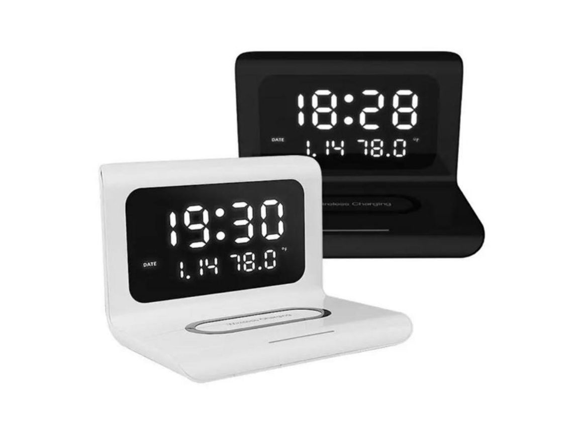 Reloj despertador con cargador - Blanco