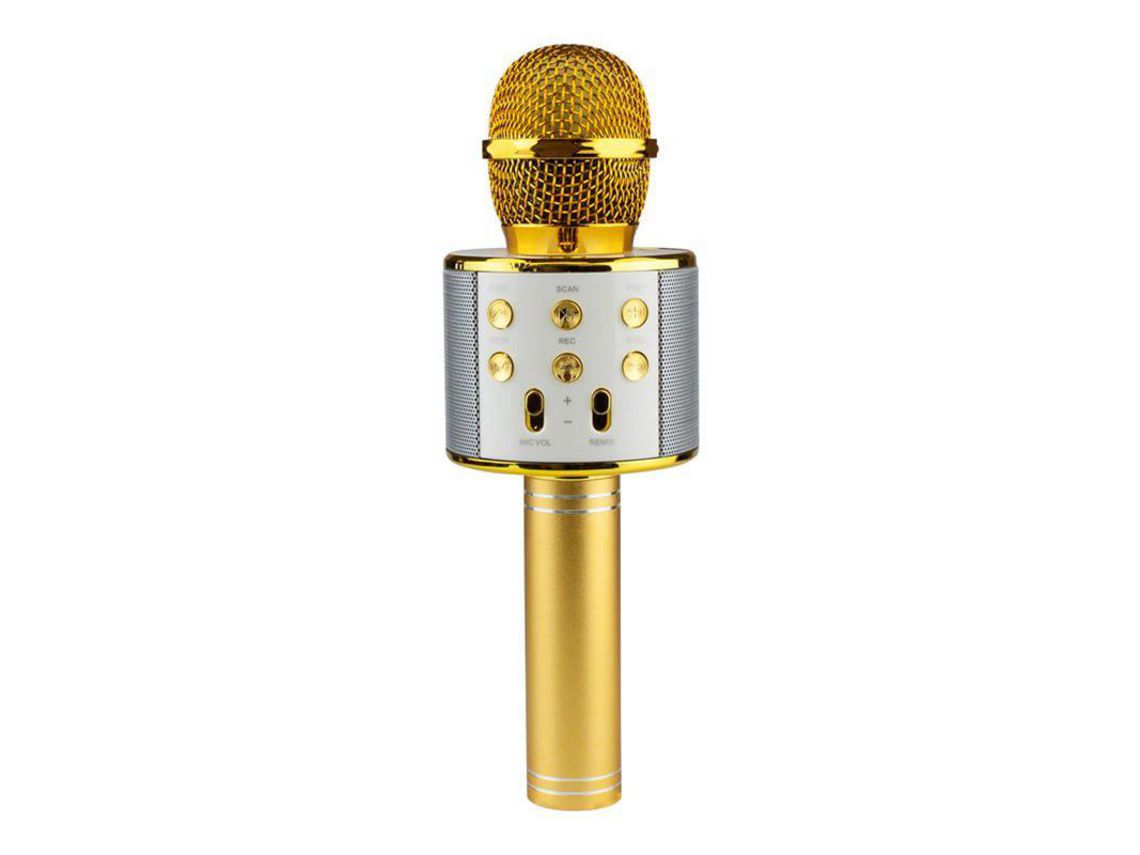 Ktv Microfone Karaokê Sem Fio Dourado 
