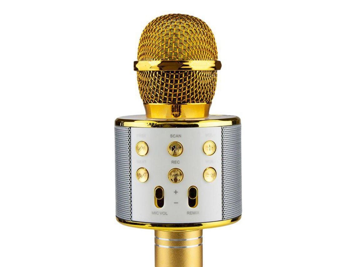 KTV Micrófono Karaoke Inalámbrico Dorado