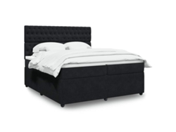 Cama Box Spring Con Colchón Terciopelo Negro 200x200 Cm