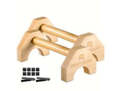 Un par de barras de madera para flexiones, aptas para su uso en gimnasios.