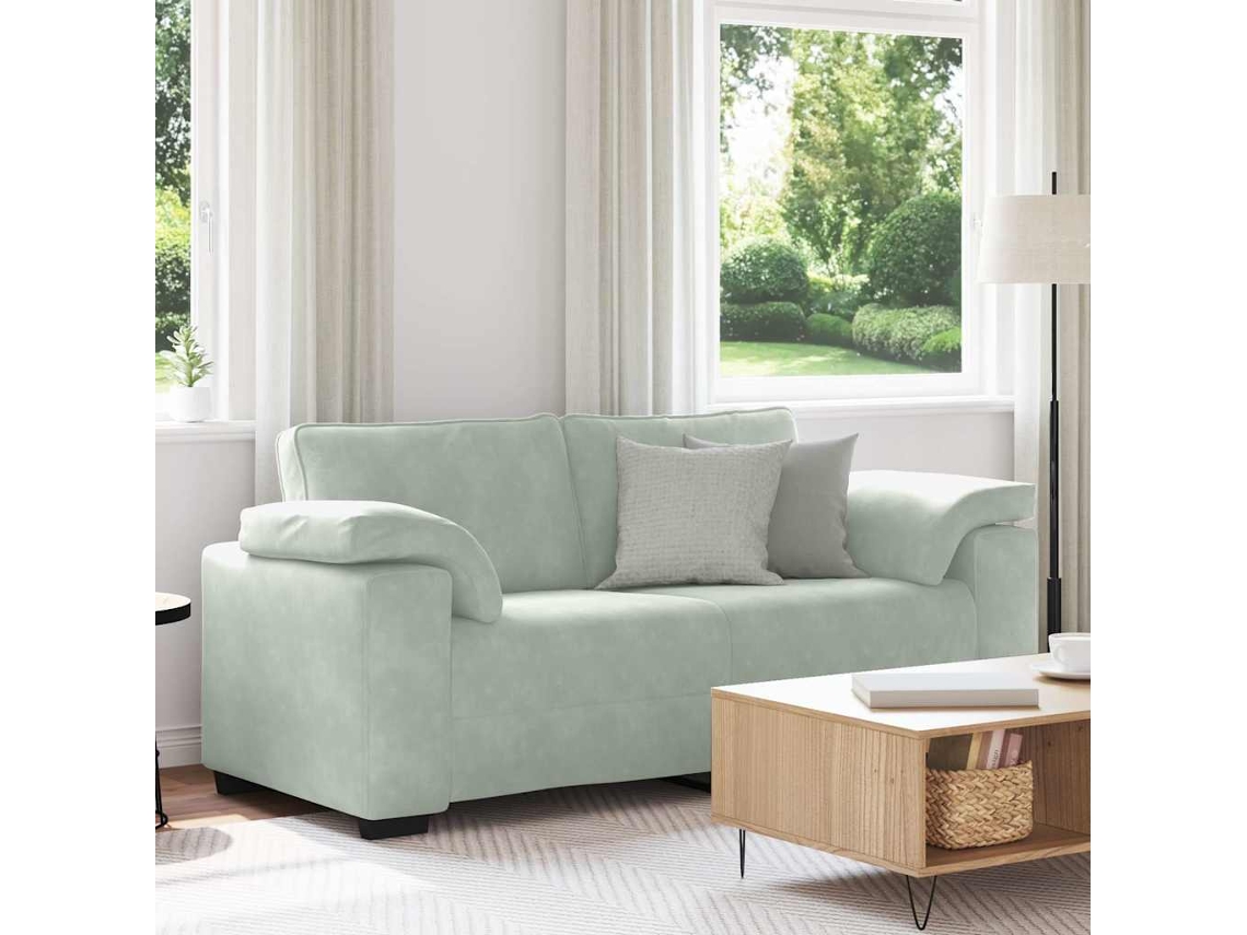 Sofá Loveseat Gris Claro 140 Cm Terciopelo