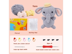 Kit De Ganchillo Para Principiantes Con Adorable Elefante, Relleno De Lana, Videotutorial Paso A Paso, Regalo Diy