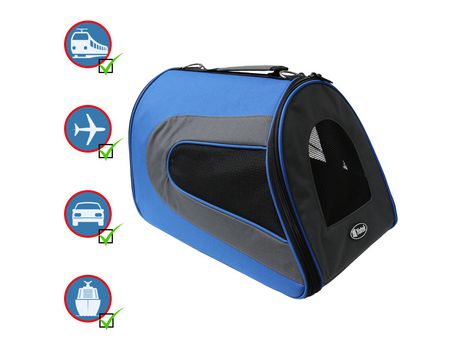 Transportín Plegable para Perros y Gatos YATEK, Bolsa de Transporte Acolchada a prueba de agua, tamaño 48 x 27 x 27 cm, color azul