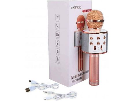 Micrófono Inalambrico Con Altavoz Y Bluetooth Usb Teléfono Karaoke Radio Rosa EMCEURO