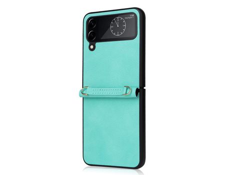 Funda con Cordón para Samsung Galaxy Z Flip 4 5G Piel Sintética Azul