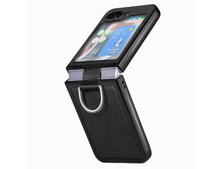 Funda para Samsung Galaxy Z Flip 5 5G JUNSUNMAY Piel Sintética Negro