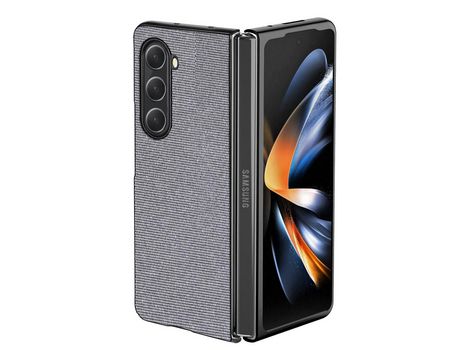 Funda para Samsung Galaxy Z Fold 5 5G Piel Sintética Gris