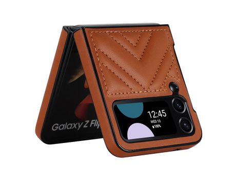 Funda para Samsung Galaxy Z Flip 4 5G Piel Sintética Marrón