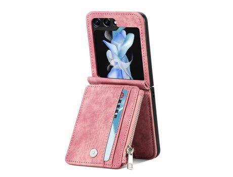 Funda para Samsung Galaxy Z Flip 5 5G JUNSUNMAY Piel Sintética Rosa