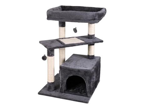 Arbol Rascador para Gatos Estructura de Terciopelo y Cuerda Rascador - 49 x 49 x 79 cm TIENDA EURASIA